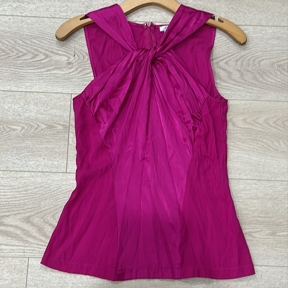 Cache Fuchsia Sleeveless Silk Blouse